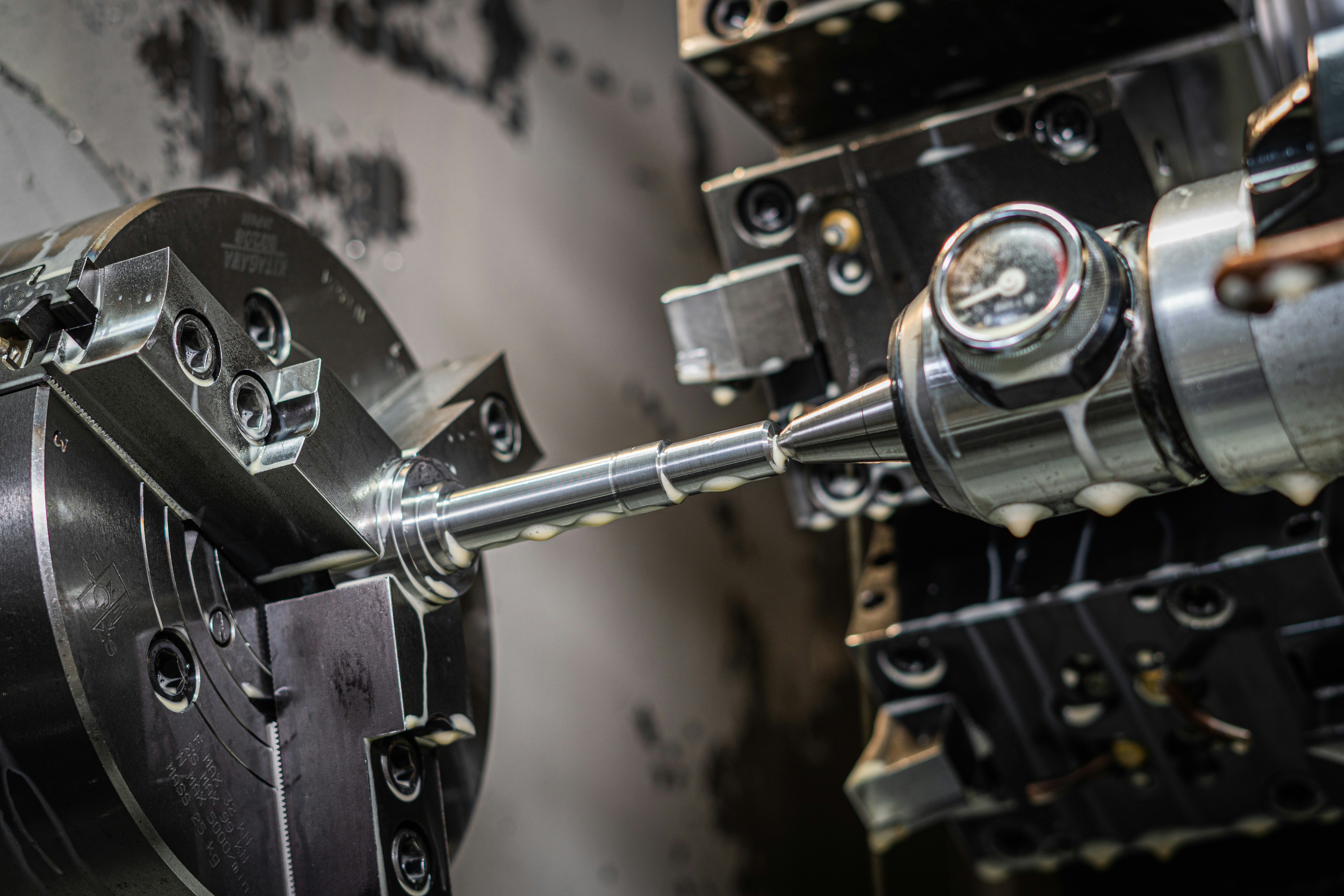 Close-up of a precision machine tool